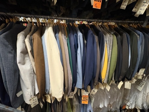 Collection of assorted 2pc 1970's suits. Assorted sizes