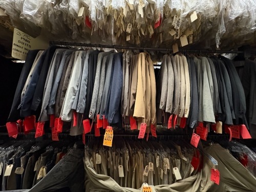Collection of (50) assorted 1980's 3pc single breasted suits. Assorted sizes includes (13) sets of doubles and (7) sets of triples