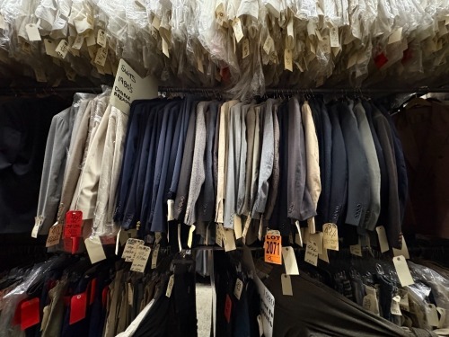 Collection of (40) assorted 1980's mens double breasted suit. Assorted sizes