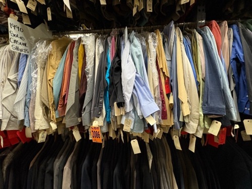 Collection of assorted 1990's solid casual long sleeve shirts. Assorted sizes