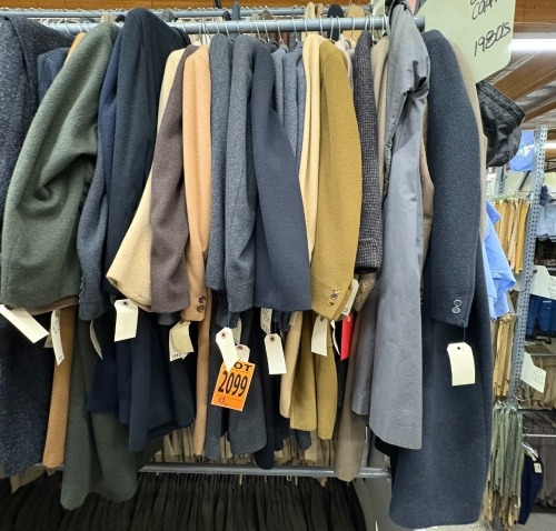 Collection of assorted 1980's men's wool overcoats. Assorted sizes