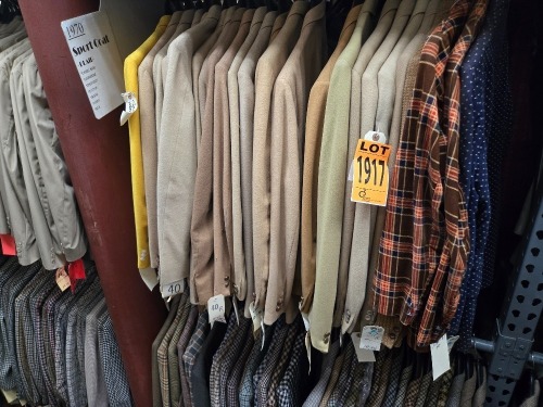 Collection of 1970s era sports plaid, camel air, cashmere, corduroy, cotton, denim, linen