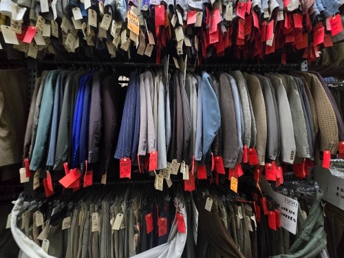Collection of 1980-90s era suits, jackets
