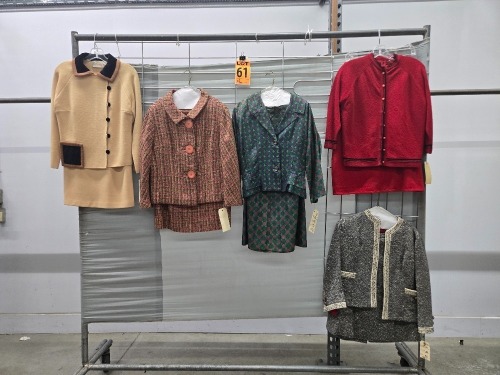 Collection of (5) 1960's era 2pc Sets of Women's Jacket's with Long Skirts