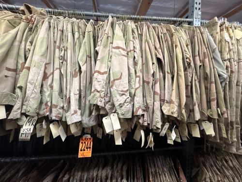 Collection of approx (100) pcs of US Army Tri-Color Field Jackets (~18), BDU Shirts & Pants, Poplin/Cotton
