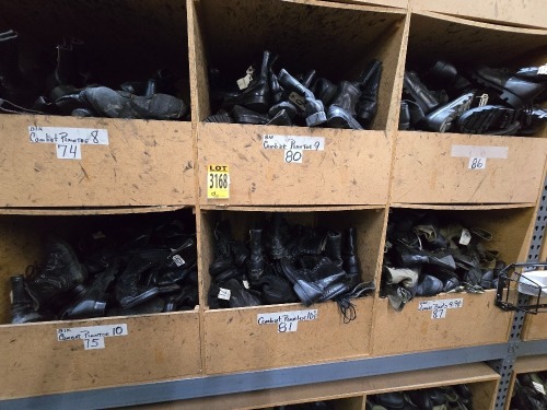 Collection of Combat Boots, in 6 cubbies